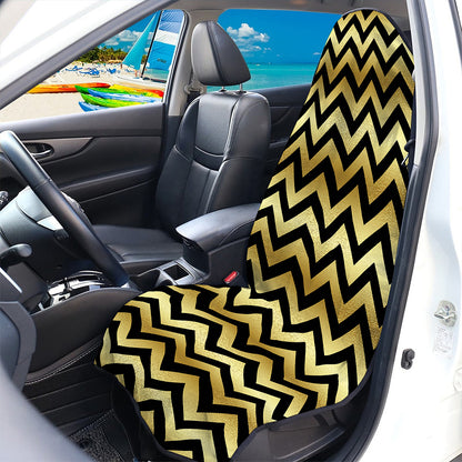Gold And Black Chevron Pattern Print Waterproof Car Seat Cover