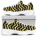 Gold And Black Chevron Pattern Print White Chunky Shoes