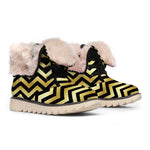 Gold And Black Chevron Pattern Print Winter Boots