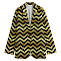 Gold And Black Chevron Pattern Print Women's Blazer