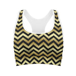 Gold And Black Chevron Pattern Print Women's Sports Bra