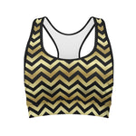 Gold And Black Chevron Pattern Print Women's Sports Bra