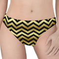 Gold And Black Chevron Pattern Print Women's Thong