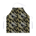 Gold And Black Feather Pattern Print Adjustable Apron