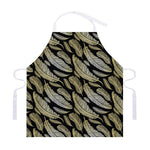 Gold And Black Feather Pattern Print Adjustable Apron