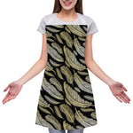 Gold And Black Feather Pattern Print Adjustable Apron