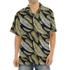 Gold And Black Feather Pattern Print Aloha Shirt