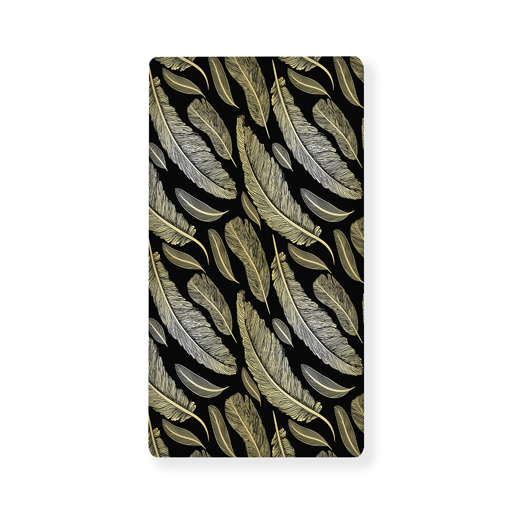 Gold And Black Feather Pattern Print Baby Crib Sheet