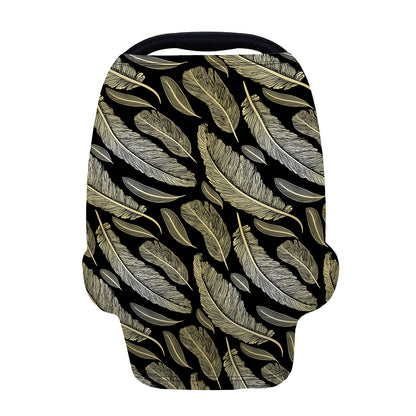 Gold And Black Feather Pattern Print Baby Seat Cover