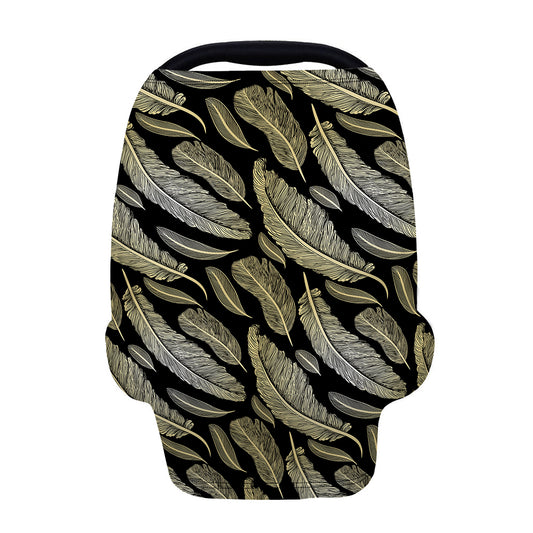 Gold And Black Feather Pattern Print Baby Seat Cover