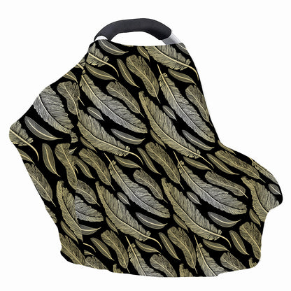 Gold And Black Feather Pattern Print Baby Seat Cover