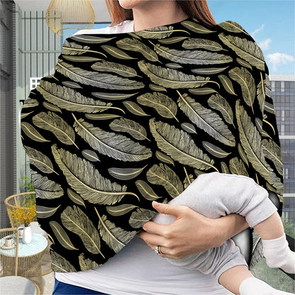 Gold And Black Feather Pattern Print Baby Seat Cover