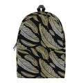 Gold And Black Feather Pattern Print School Backpack