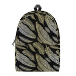 Gold And Black Feather Pattern Print Backpack