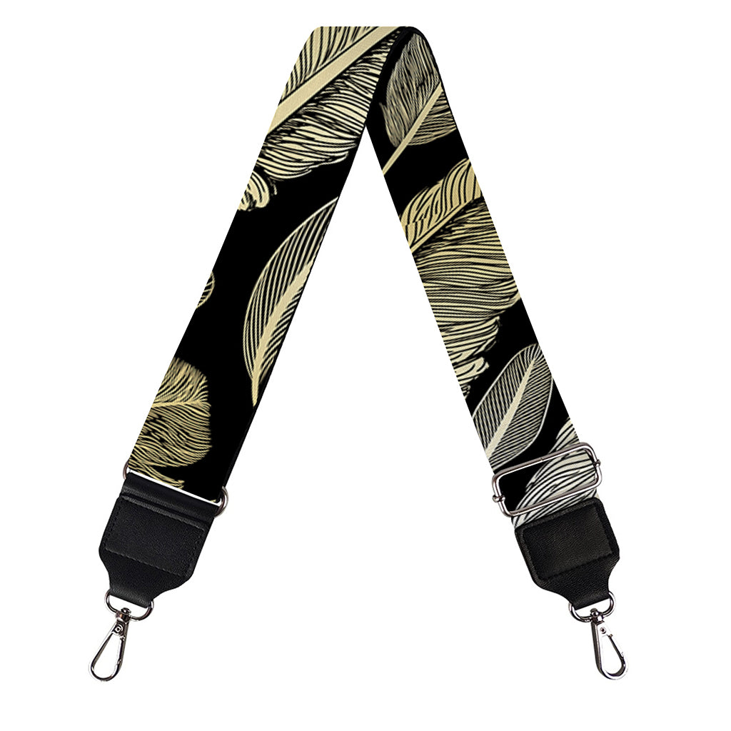Gold And Black Feather Pattern Print Bag Strap