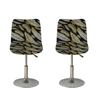 Gold And Black Feather Pattern Print Bar Stool Covers