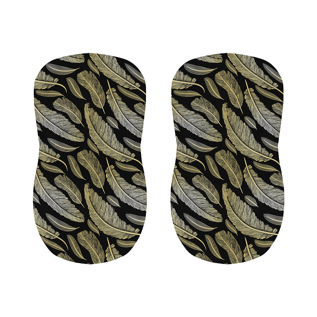 Gold And Black Feather Pattern Print Bar Stool Covers
