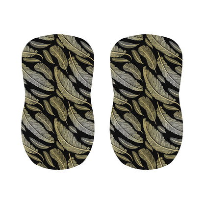 Gold And Black Feather Pattern Print Bar Stool Covers