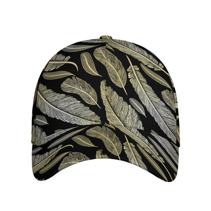 Gold And Black Feather Pattern Print Baseball Cap