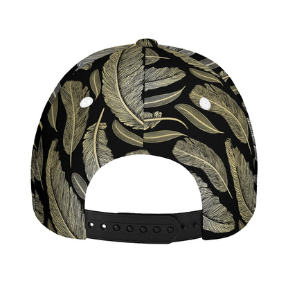 Gold And Black Feather Pattern Print Baseball Cap