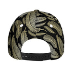 Gold And Black Feather Pattern Print Baseball Cap