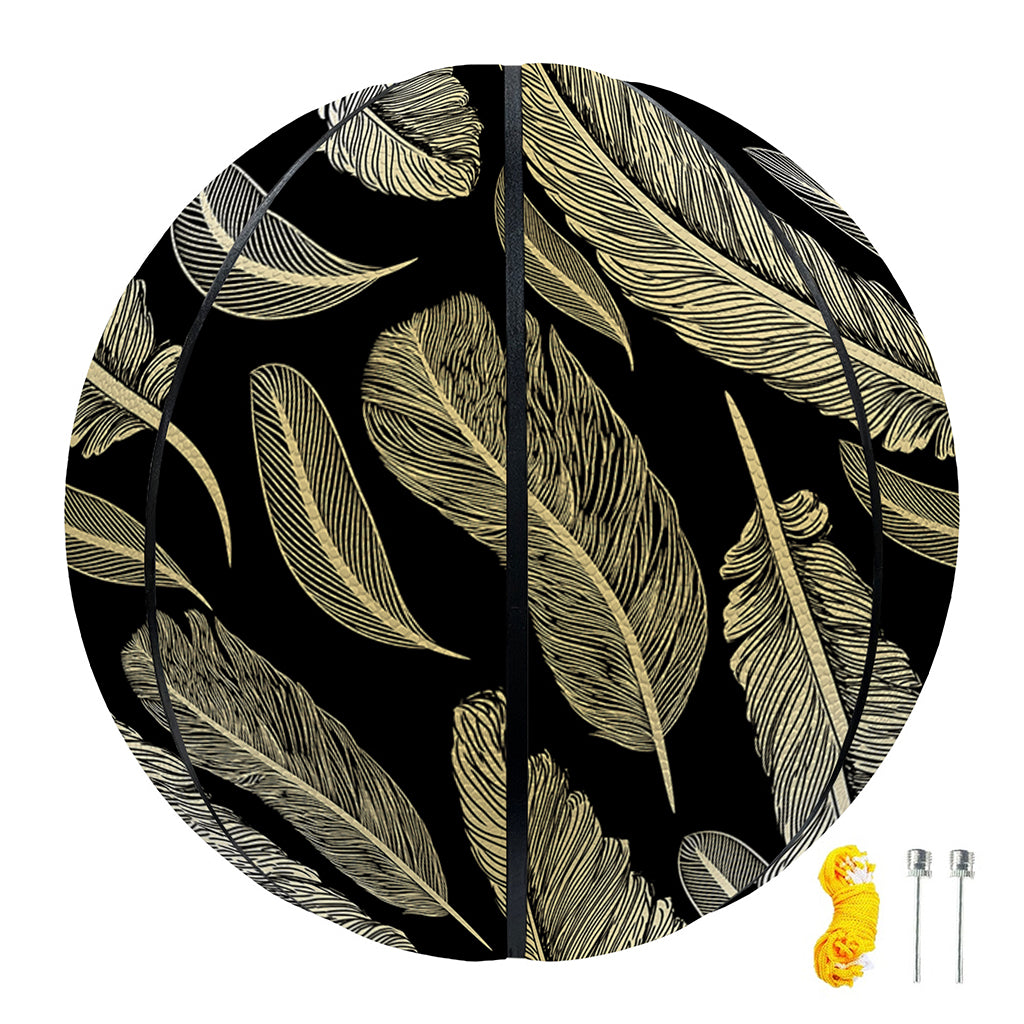 Gold And Black Feather Pattern Print Basketball