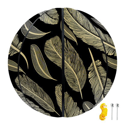 Gold And Black Feather Pattern Print Basketball