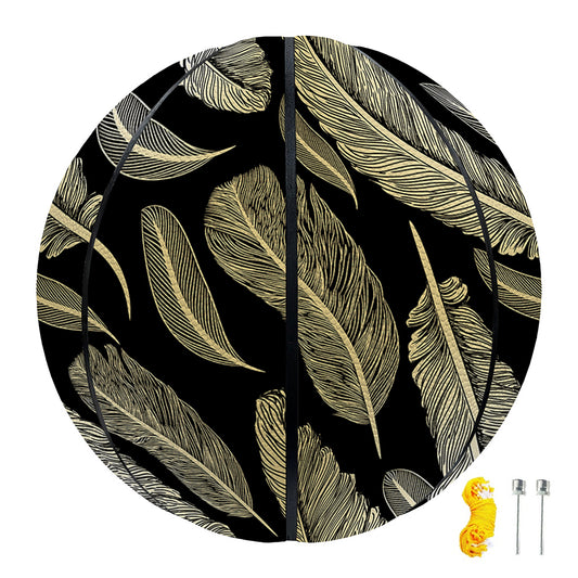 Gold And Black Feather Pattern Print Basketball