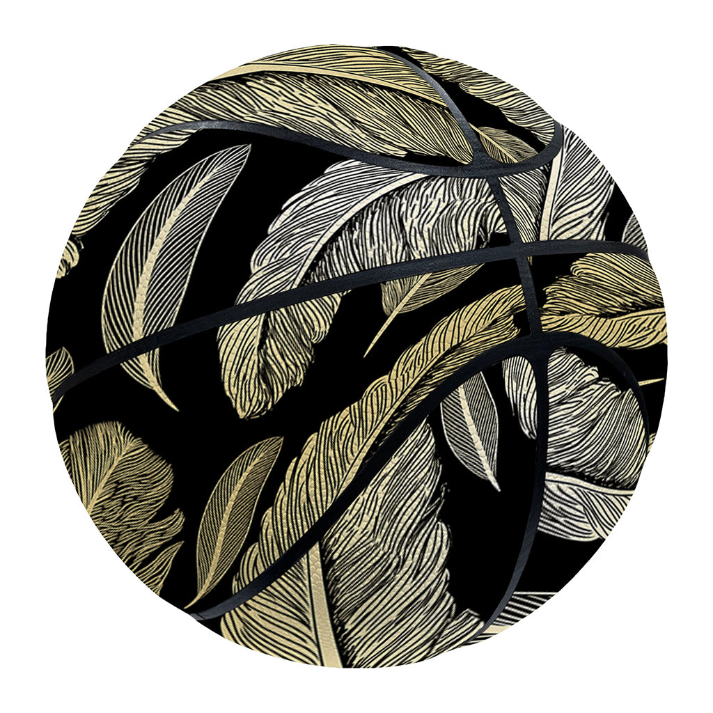 Gold And Black Feather Pattern Print Basketball