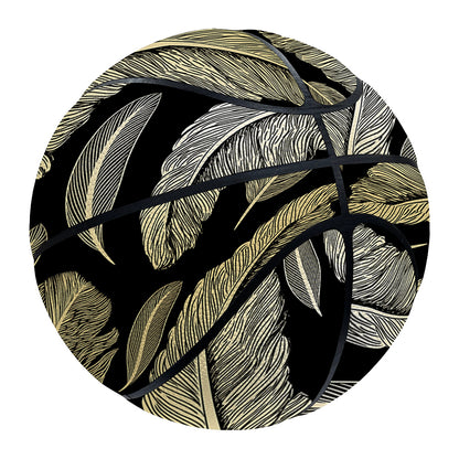Gold And Black Feather Pattern Print Basketball