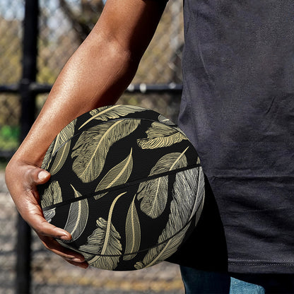 Gold And Black Feather Pattern Print Basketball