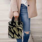 Gold And Black Feather Pattern Print Bible Tote Bag