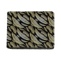 Gold And Black Feather Pattern Print Bifold Wallet