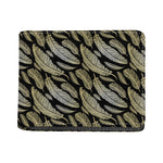 Gold And Black Feather Pattern Print Bifold Wallet