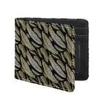 Gold And Black Feather Pattern Print Bifold Wallet