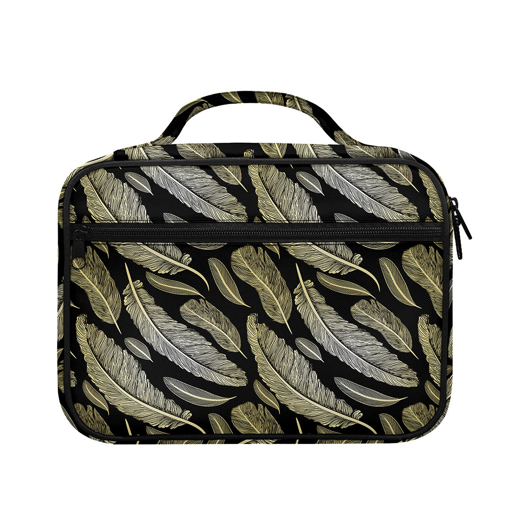 Gold And Black Feather Pattern Print Briefcase Bible Bag