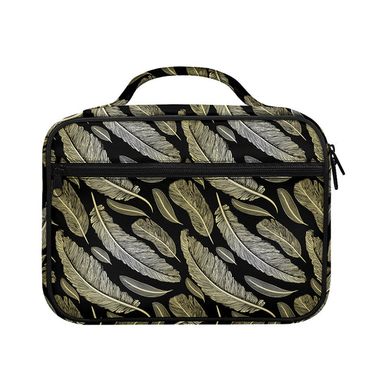 Gold And Black Feather Pattern Print Briefcase Bible Bag