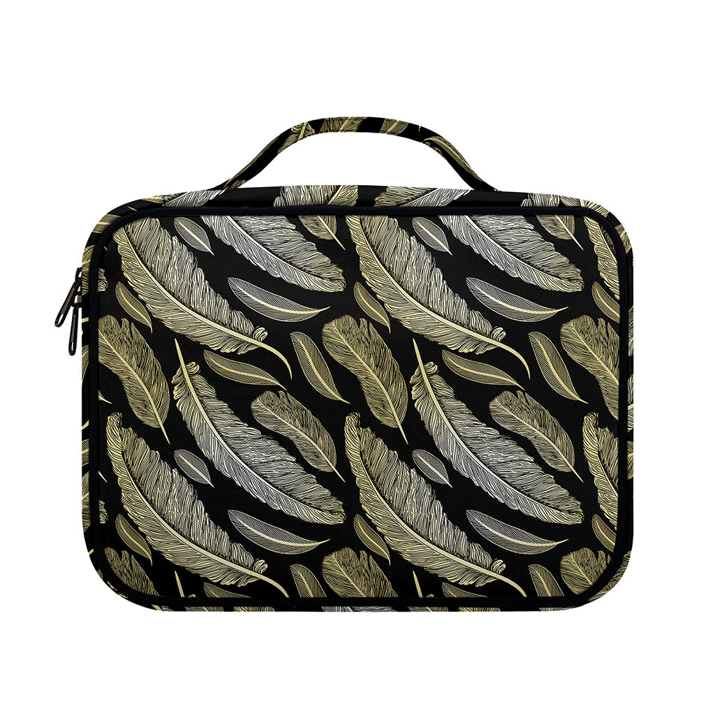 Gold And Black Feather Pattern Print Briefcase Bible Bag