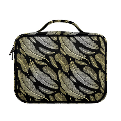 Gold And Black Feather Pattern Print Briefcase Bible Bag