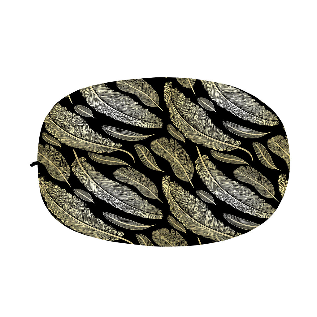 Gold And Black Feather Pattern Print Car Side Mirror Covers