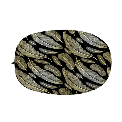 Gold And Black Feather Pattern Print Car Side Mirror Covers