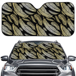 Gold And Black Feather Pattern Print Car Windshield Sun Shade