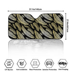 Gold And Black Feather Pattern Print Car Windshield Sun Shade