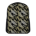 Gold And Black Feather Pattern Print Casual Backpack