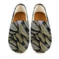 Gold And Black Feather Pattern Print Casual Shoes