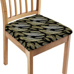 Gold And Black Feather Pattern Print Chair Cushion Cover