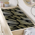 Gold And Black Feather Pattern Print Changing Pad Cover