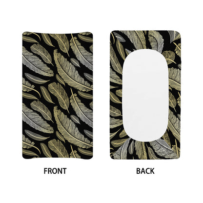 Gold And Black Feather Pattern Print Changing Pad Cover