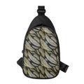 Gold And Black Feather Pattern Print Sling Bag