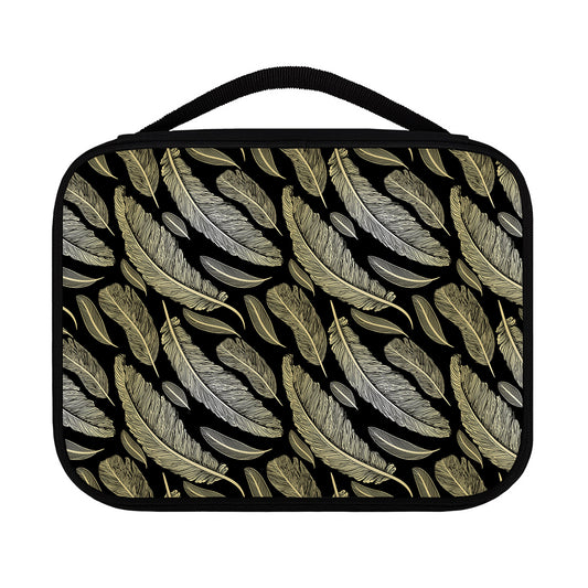 Gold And Black Feather Pattern Print Classic Bible Case